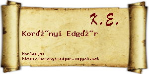 Korényi Edgár névjegykártya